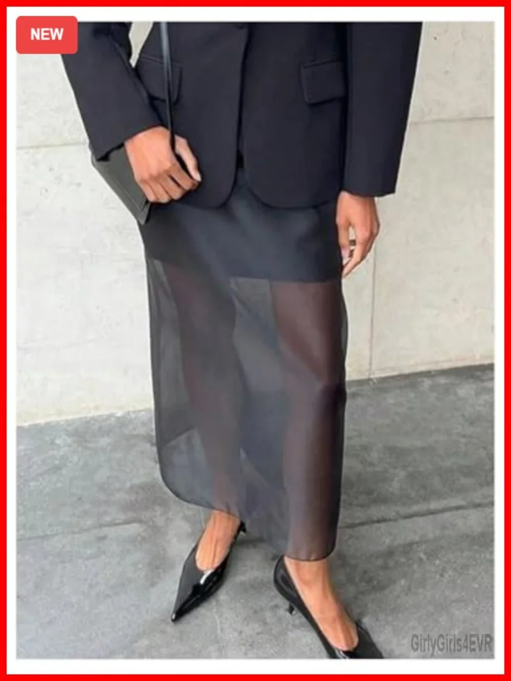 Sheer Mesh Maxi Skirt High Waist Tiered A-Line Business Casual